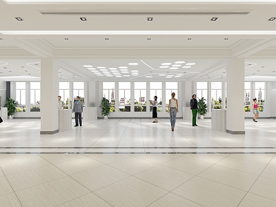 Public space office hall 3d model