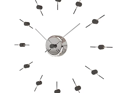 Modern Minimalist Wall Clock With Simple Design Black Markers And Silver Hands 3d model