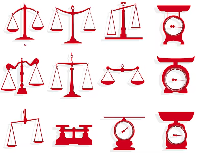 Various Red Scale Icons With Different Styles And Weighing Measurement Designs 3d model
