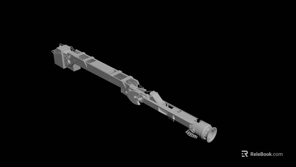 Industrial Metal Mechanical Component With Long Structure And Connected Parts 3d model 