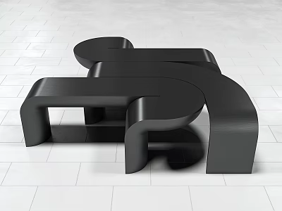 Modern Black Coffee Table With Unique Curved Sleek Structure And Contemporary Design 3d model