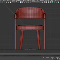 Modern Gray Upholstered Armchair with Curved Arms and Wooden Legs