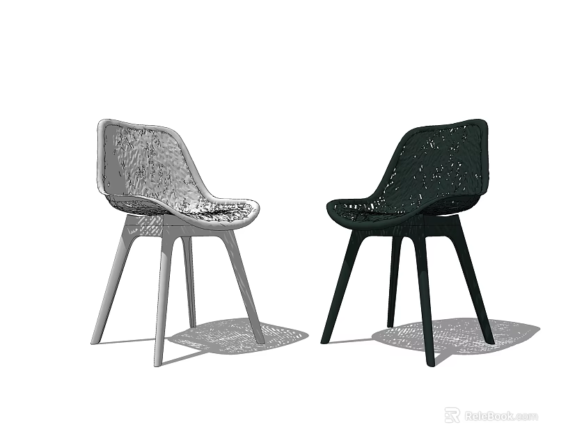Modern Style Gray And Black Leisure Chairs With Hollowed Out Design 3d model 