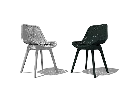 Modern Style Gray And Black Leisure Chairs With Hollowed Out Design 3d model