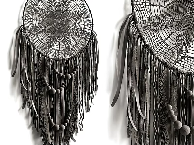Bohemian Wall Decor Dreamcatchers With Intricate Woven Patterns Hanging Fringes And Beads 3d model
