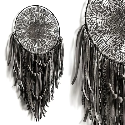 Bohemian Wall Decor Dreamcatchers With Intricate Woven Patterns Hanging Fringes And Beads 3d model