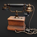 Classic Vintage Telephone With Rotary Dial Wooden Base And Metal Handset For Digital Collectors