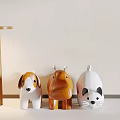 Cute Animal Shaped Wooden Stools in White and Brown on Light Colored Tabletop