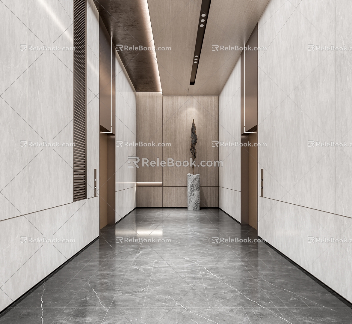 modern elevator hall 3d model