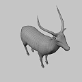 Realistic 3D Antelope Model With Long Curved Horns Standing Isolated On White