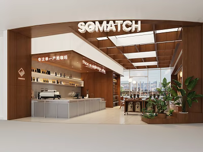 Industrial Modern Coffee Shop Industrial Style Coffee Shop Wood Color Coffee Shop Solid Wood Coffee Ceiling Card Seat Table and Chair Combination 3d model