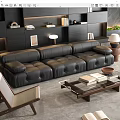 Italian Multiplayer Leather Sofa Combination 3d model