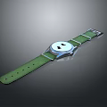 Fashionable Watch Accessory With Green Strap White Dial Black Star Design And Metal Buckle