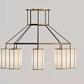 Modern Double Tier Chandelier With Brass Frame And Rectangular White Shades 3d model