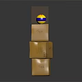Stacked Samplelab Cardboard Boxes With Display Stand And Blue Yellow Ball