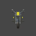 Futuristic Metallic Gray Motorcycle With Yellow Front Light And Side Storage Box