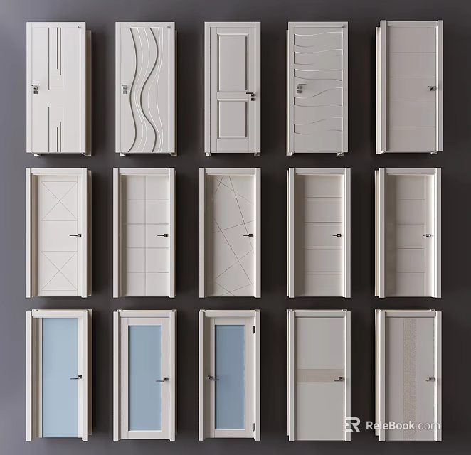 Swing Doors With Various Stylish Panel Designs For Interior Home Use 3d model 