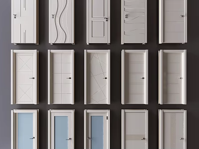 Swing Doors With Various Stylish Panel Designs For Interior Home Use 3d model