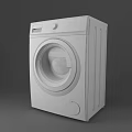 White Modern Front Loading Washing Machine With Transparent Door And Control Panel 3d model