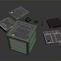 Multiple Computer Case Panels And Chassis Components For PC Assembly 3d model