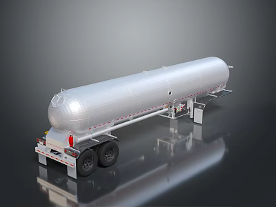 Industrial Silver Tanker Trailer For Liquid Transport With Heavy Duty Wheels 3d model