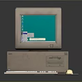 Vintage Electronic Computer Setup With CRT Monitor Desktop Tower Keyboard And Mouse