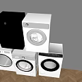 Assorted White Washing Machines With Circular View Windows And Control Knobs 3d model