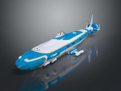 Blue And White Advanced Aerospace Spacecraft With Streamlined Design And Cockpit Features For Cosmic Journey 3d model