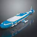 Blue And White Advanced Aerospace Spacecraft With Streamlined Design And Cockpit Features For Cosmic Journey