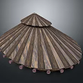 Decorative Circular Textured Wooden Household Item With Layered Structure And Base Supports