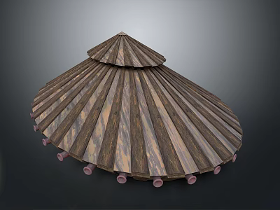 Decorative Circular Textured Wooden Household Item With Layered Structure And Base Supports 3d model