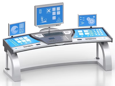 Advanced Industrial Control Console With Multiple Display Screens And Control Panels 3d model