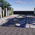 Twenty-four solar terms square Chinese sketch landscape sketch theme landscape 3d model