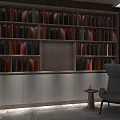 Modern Dark Wooden Display Shelves With Multiple Compartments And Ambient Lighting