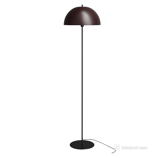 Modern Minimalist Floor Lamp With Slender Black Metal Stand And Dark Shade 3d model 