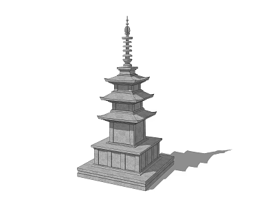 Traditional Multi tiered Pagoda With Stone Structure Base And Decorative Spire 3d model