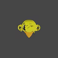 Yellow Duck Like Horror Game Character With Sharp Teeth Purple Eye And Lets Eat Vest