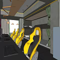 Modern Hotel Guest Room With Yellow Chairs Computers Bunk Beds And Green Plants