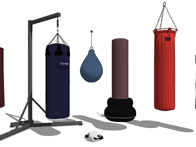 Boxing Sports Equipment with Punching Bags Speed Ball and Standing Trainer 3d model