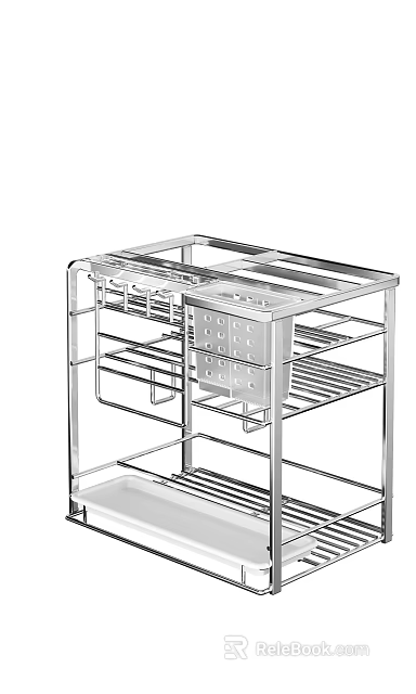 Stainless Steel Multi layer Grid Design Storage Shelf for Kitchen Bathroom 3d model 