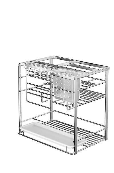 Stainless Steel Multi layer Grid Design Storage Shelf for Kitchen Bathroom 3d model