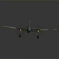 Vintage Twin Engine Military Aircraft In Green Camouflage With Black Cross Insignia And Propellers