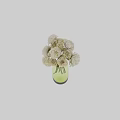 Green Glass Vase With White Blooming Flowers And Elegant Floral Arrangement