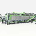 Modern Industrial Production Line Featuring Green Gray Machinery And Conveyor Systems