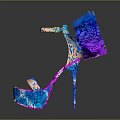 Butterfly Decorated High Heels With Blue And Purple Patterns On Stiletto Design