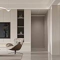 Modern Dining and Living Room Interior With Beige Sofa Abstract Painting And Pendant Lighting