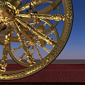 Antique Ornate Carriage With Gold Accents Red Black Design And Large Wheels