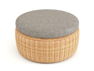 Modern Rattan Round Stool for Homestay Inn Sitting Dun Home Low Stool Shoe Changing Stool Foot Stool Courtyard Outdoor Leisure Stool Braided Chair Stool Children's Small Stool 3d model