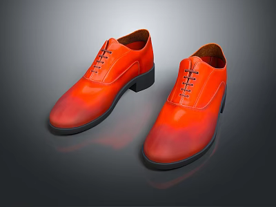 Stylish Orange Red Lace Up Leather Shoes Featuring Gradient Design For Modern Formal Wear 3d model