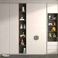 Modern Light Color Wardrobe with Open Shelves Decorative Toys Plants Books and Drawers